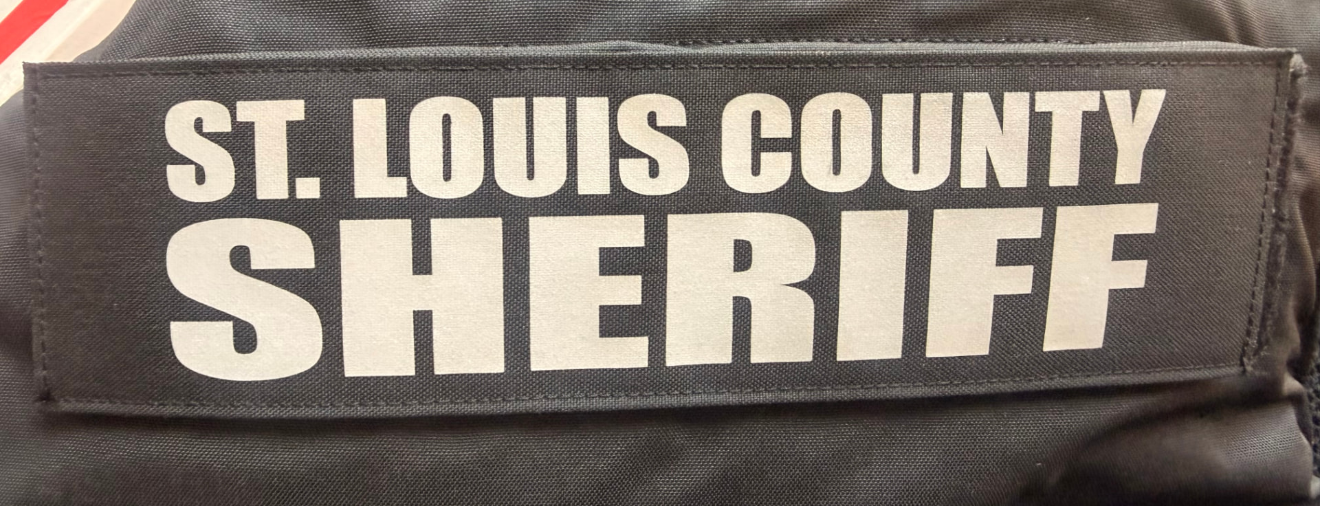 St. Louis County Sheriff custom rectangular name patch on black backing