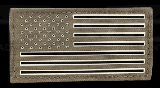 Reflective IR American flag patch on OD green backing