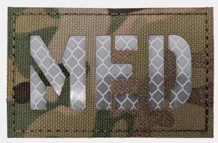 Reflective MED text patch on multicam backing